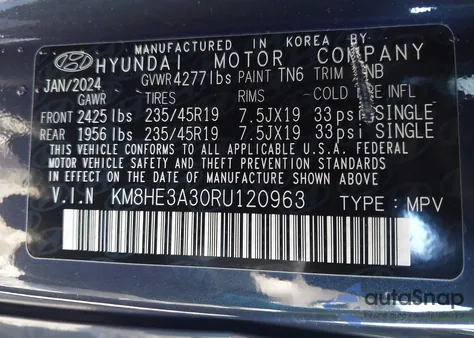 2024 Hyundai Kona Limited from USA, damaged, VIN KM8HE3A30RU120963